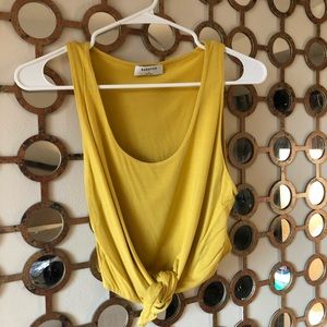 Yellow tie front crop tank